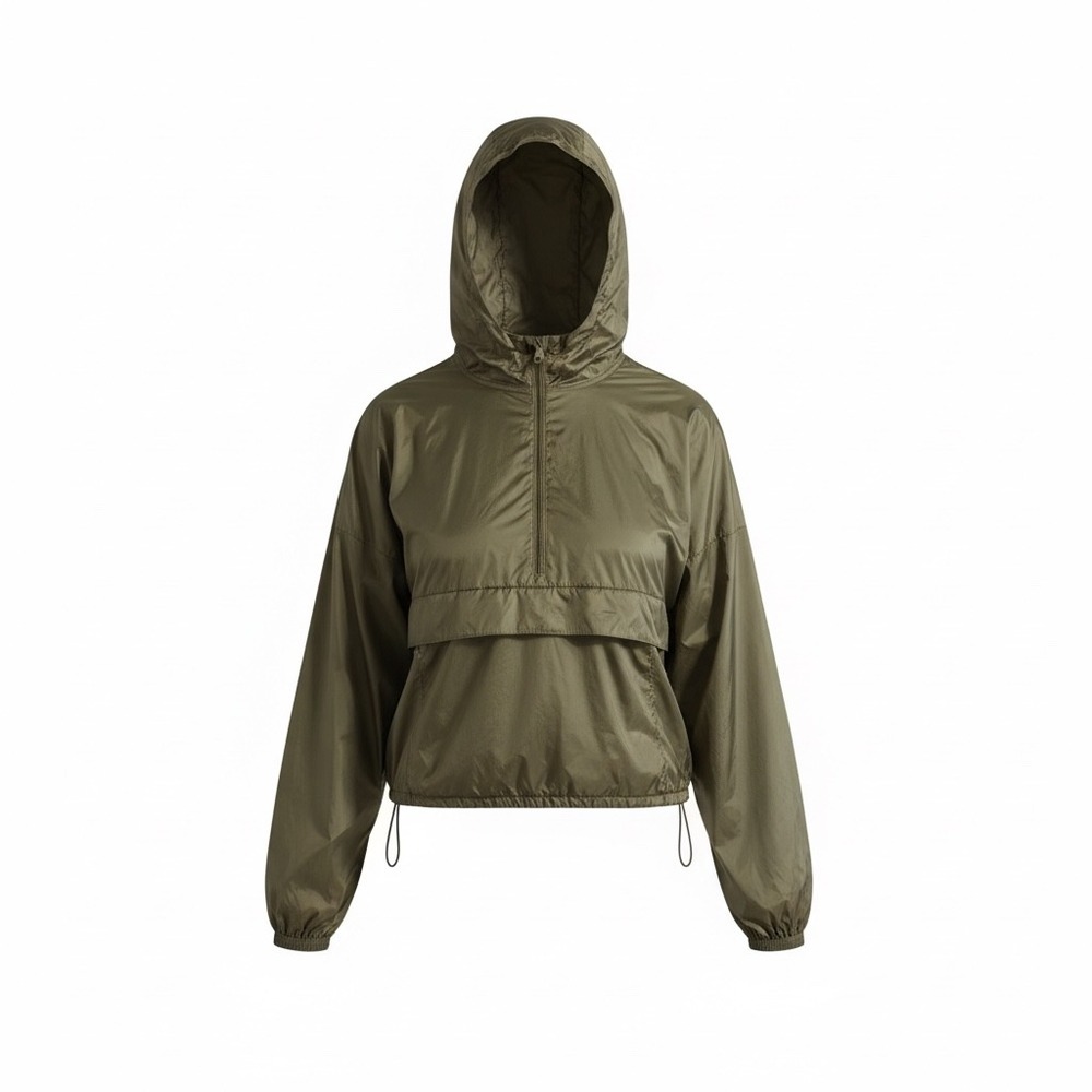 OFFLINE by Aerie Womens Olive Green Half Zip Hooded Windbreaker Jacket XS TP
